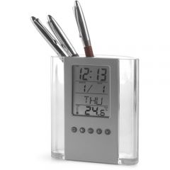 clock with pen holder